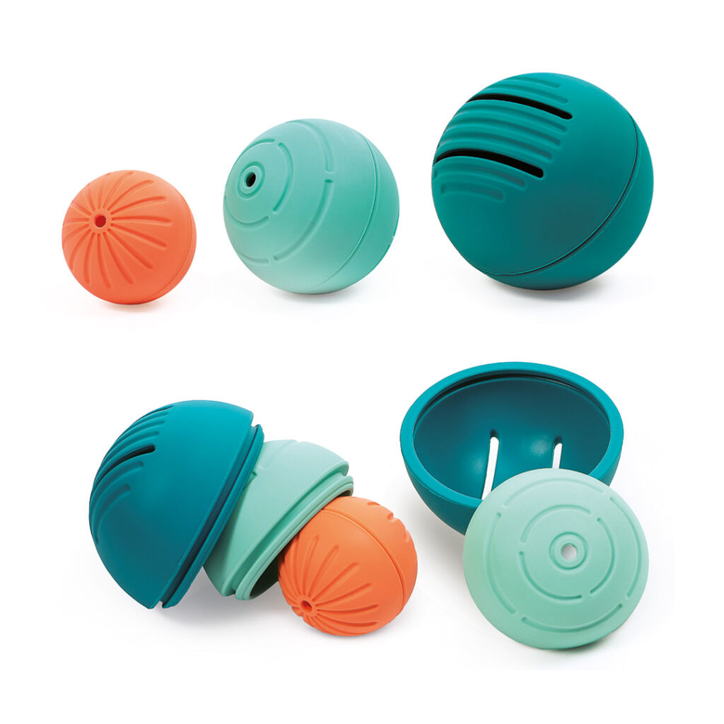Set de mingi din silicon Ball in Ball, 6 luni+, Ludi