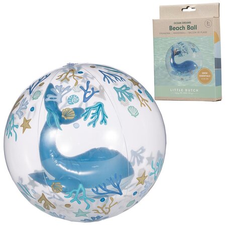 Minge de plaja cu figurina 3D Ocean Dreams, 35 cm, Albastru, 2 ani+, Little Dutch 701231