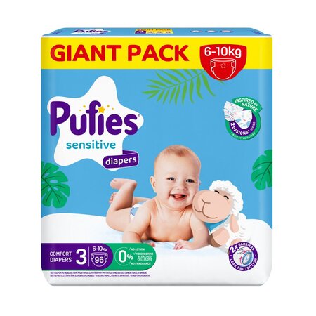Scutece Sensitive Midi, Nr. 3, 6-10 kg, 96 buc, Pufies