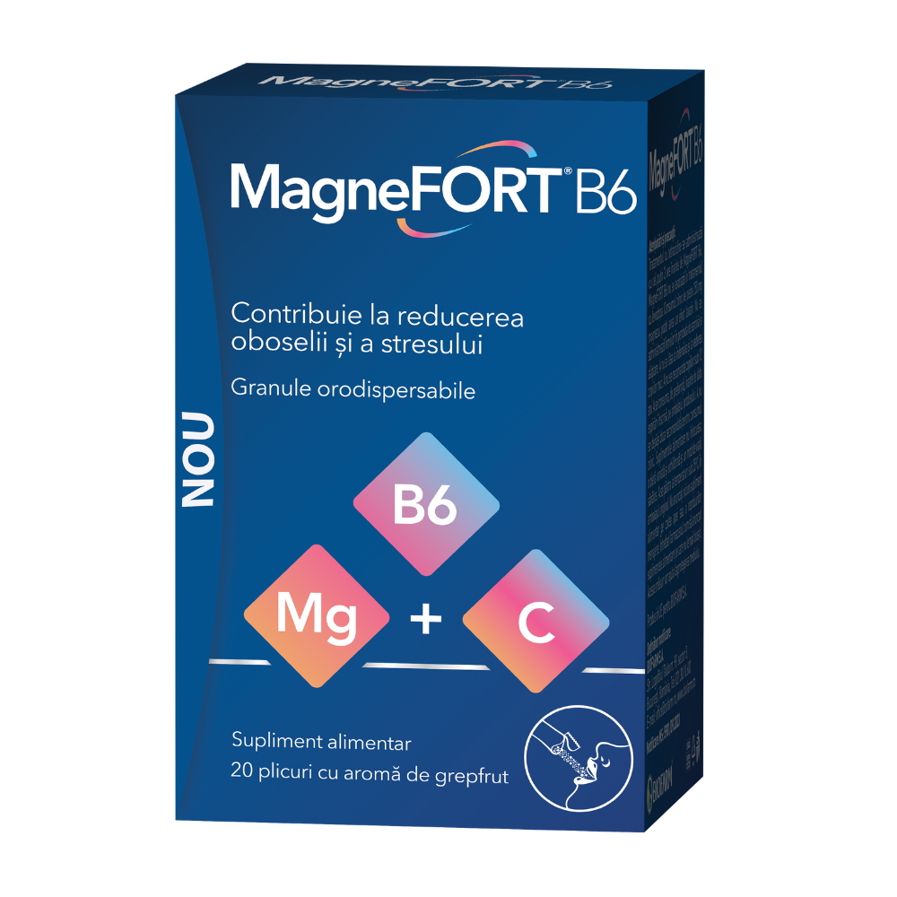 MagneFort B6 Orodispersabil, Grapefrut, 20 plicuri, Biofarm