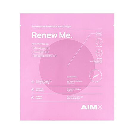 Masca tip servetel cu peptide, colagen si acid hialuronic, Renew Me, 25 ml, AIMX