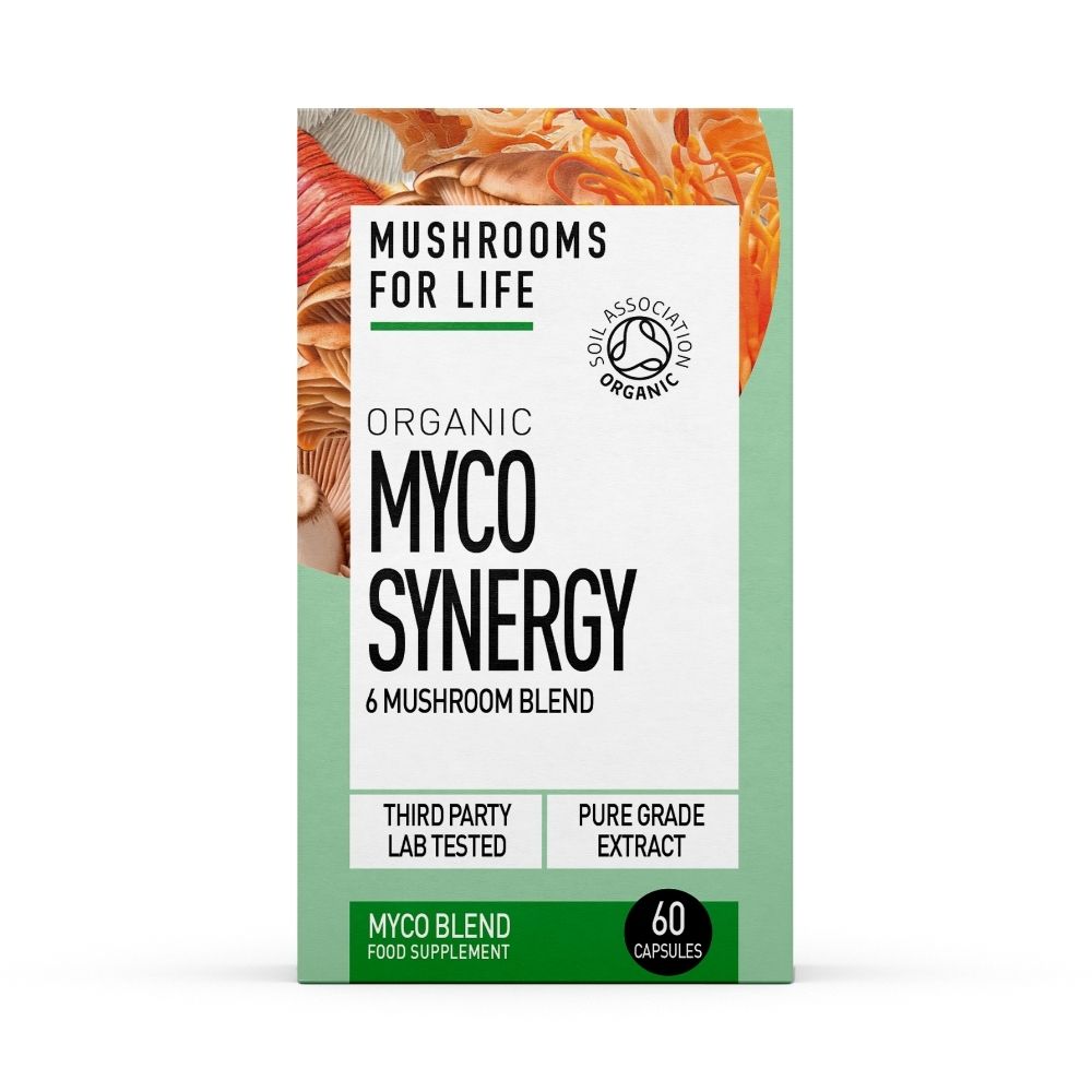 Organic Myco Synergy 6 ciuperci, 800 mg Pure Grade Extract, 60 capsule, Mushrooms For Life