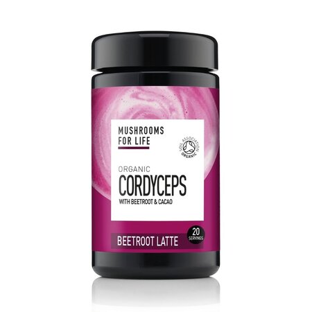 Organic Cordyceps Beetroot Latte, 1000mg Pure Grade Extract, 130 g, Mushrooms For Life