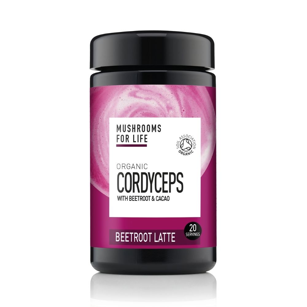 Organic Cordyceps Beetroot Latte, 1000mg Pure Grade Extract, 130 g, Mushrooms For Life