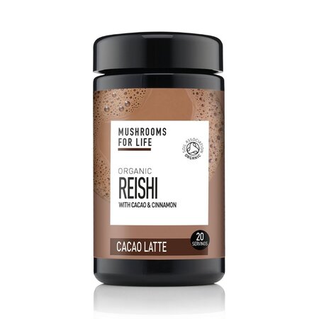 Organic Reishi Cacao Latte, 1000 mg Pure Grade Extract, 140 g, Mushrooms For Life