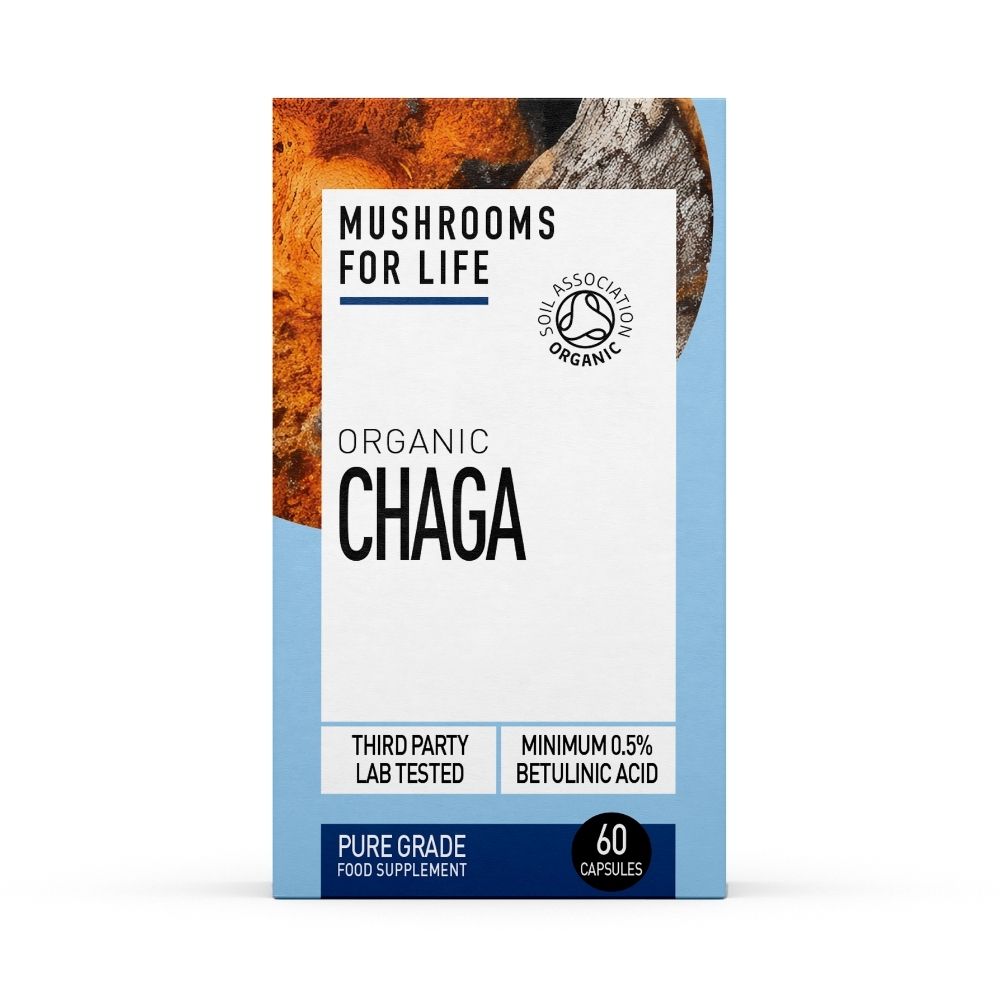 Organic Chaga 800 mg Pure Grade Extract, 60 capsule, Mushrooms For Life