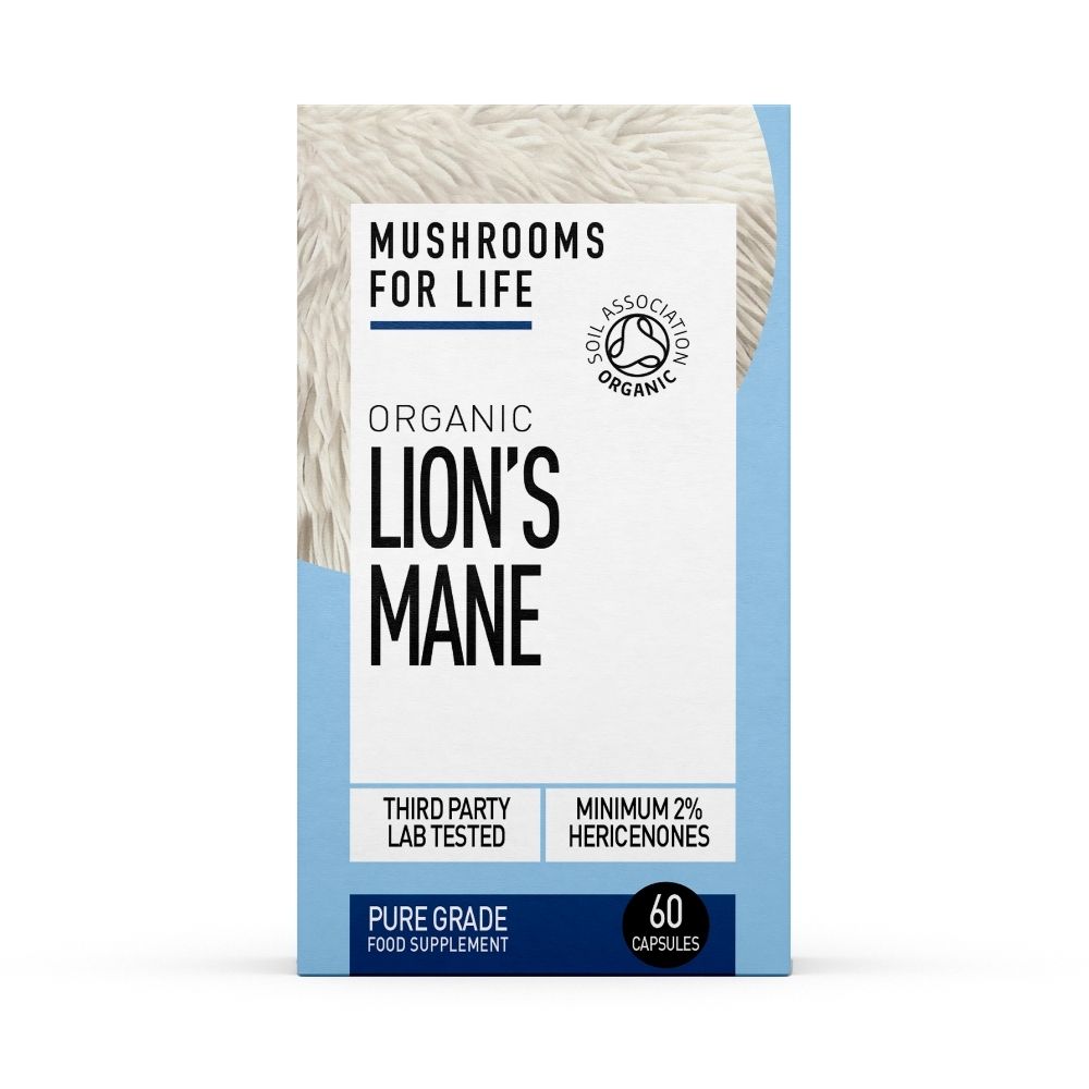 Organic Lions Mane, 800 mg Pure Grade Extract, 60 capsule, Mushrooms For Life