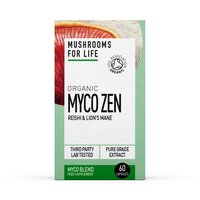 Organic Myco Zen Reishi si Lions Mane, 800 mg Pure Grade Extract, 60 capsule, Mushrooms For Life