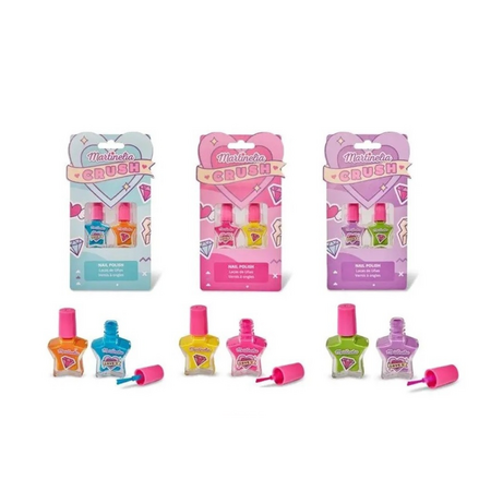 Set de 2 lacuri de unghii pentru copii Crush, diverse culori, 3 ani+, 2 x 4 ml, Martinelia 701727