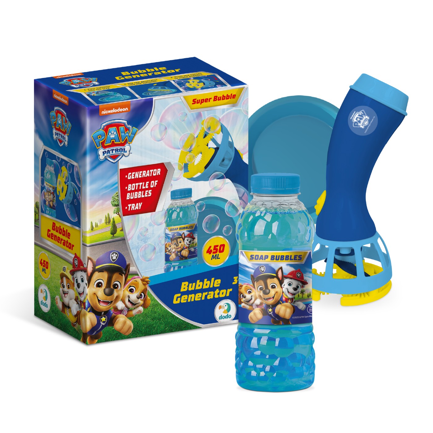 Set de baloane de sapun cu generator Paw Patrol, 3 ani+, 450 ml, Nickelodeon
