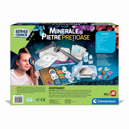 Set educativ Minerale si Pietre Pretioase, 8 ani+, Clementoni 702025
