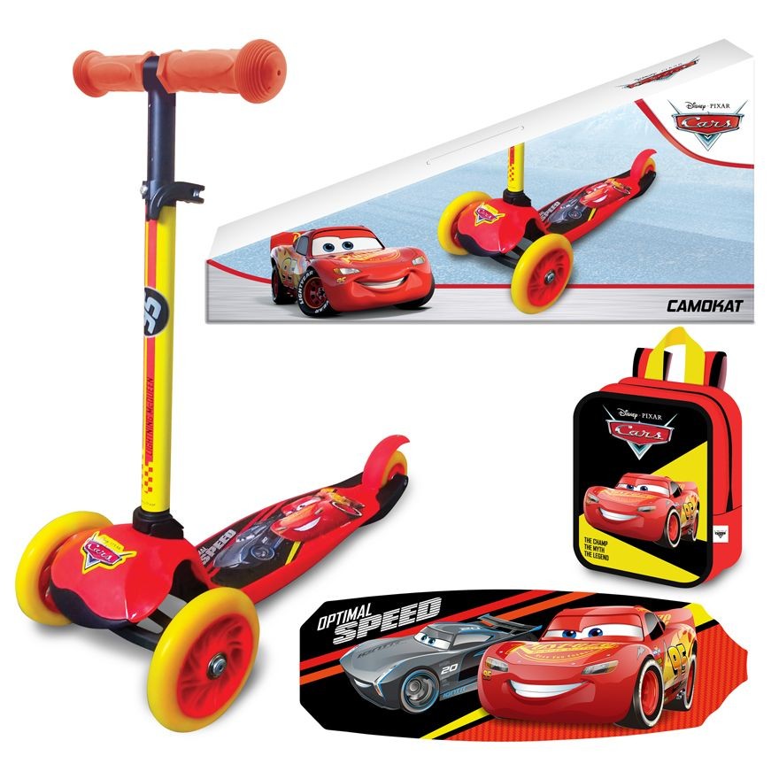 Trotineta cu 3 roti si rucsac inclus Cars, 3 ani+, AS