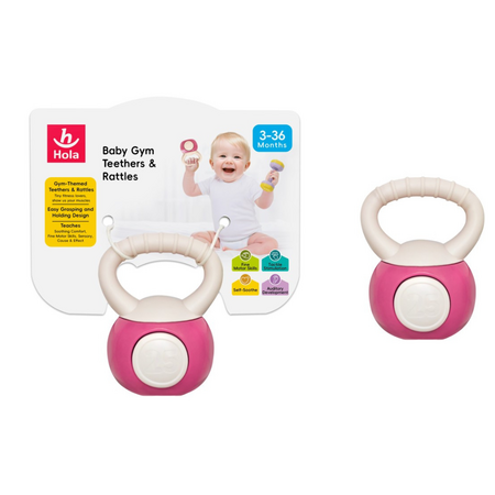 Jucarie dentitie Gantera Kettlebell, 3 luni+, Hola 702120