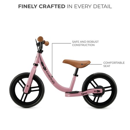 Bicicleta fara pedale Space, Dark Pink, 2 ani+, Kinderkraft 702216