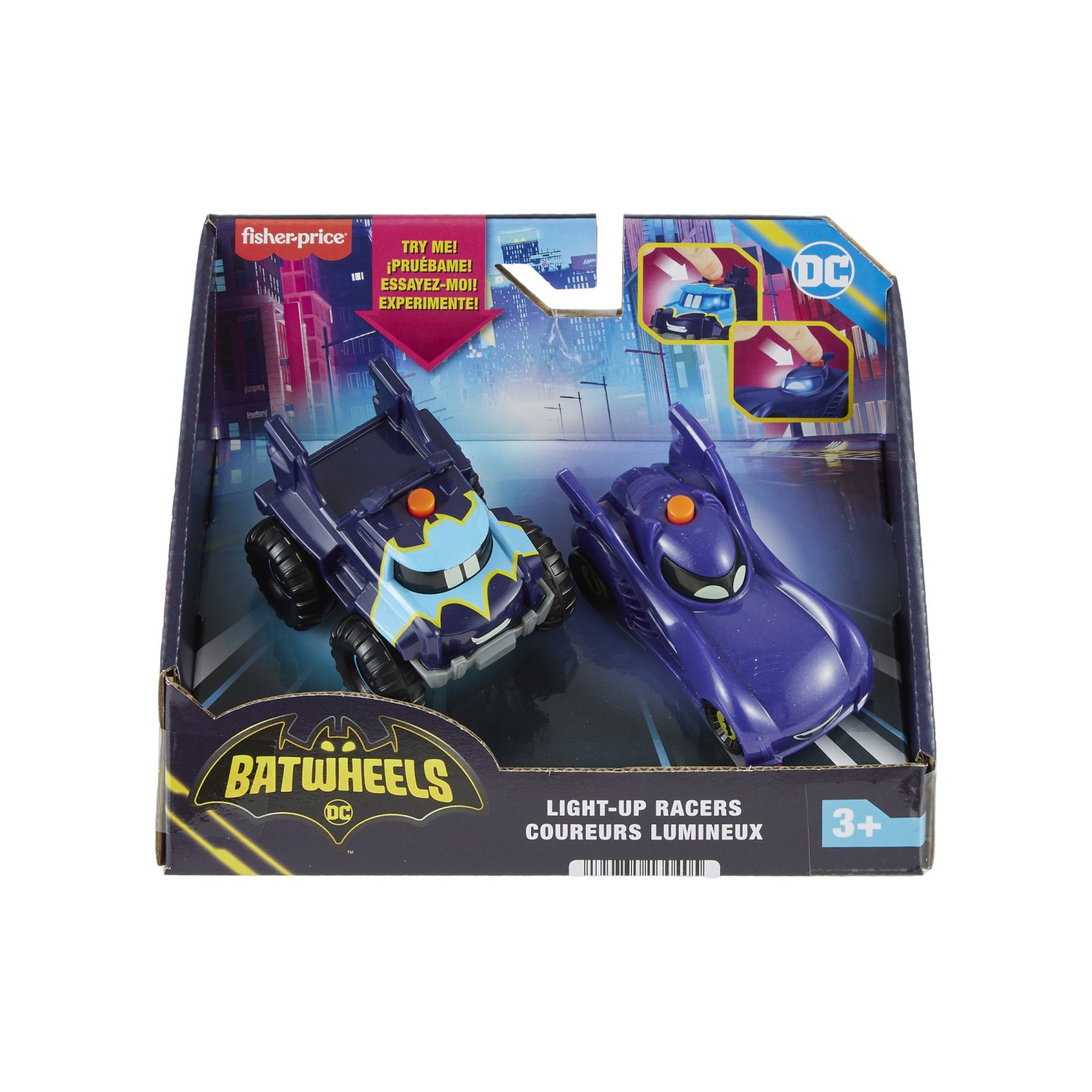 Set 2 vehicule Batwheels Light-Up Racers, 3 ani+, Fisher Price