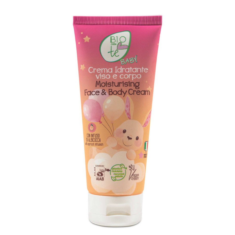 Crema Bio hidratanta pentru fata si corp cu infuzie de caise Baby, 100 ml, Bioconte