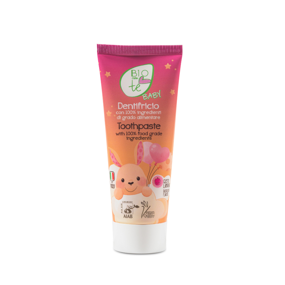 Pasta de dinti Bio pentru copii cu gust de zmeura Baby, 75 ml, Bioconte
