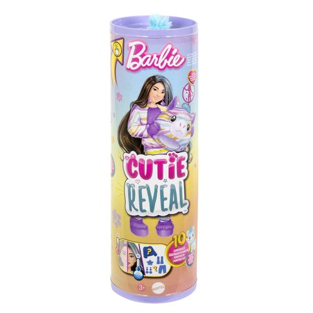 Papusa Cutie Reveal, Zebra cu dungi curcubeu, 3 ani+, Barbie 702546