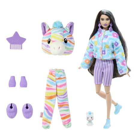 Papusa Cutie Reveal, Zebra cu dungi curcubeu, 3 ani+, Barbie 702547