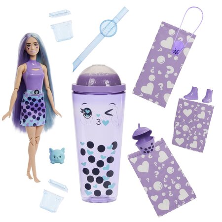 Papusa Pop Reveal, Bubble Tea Taro Milk, 3 ani+, Barbie 702564