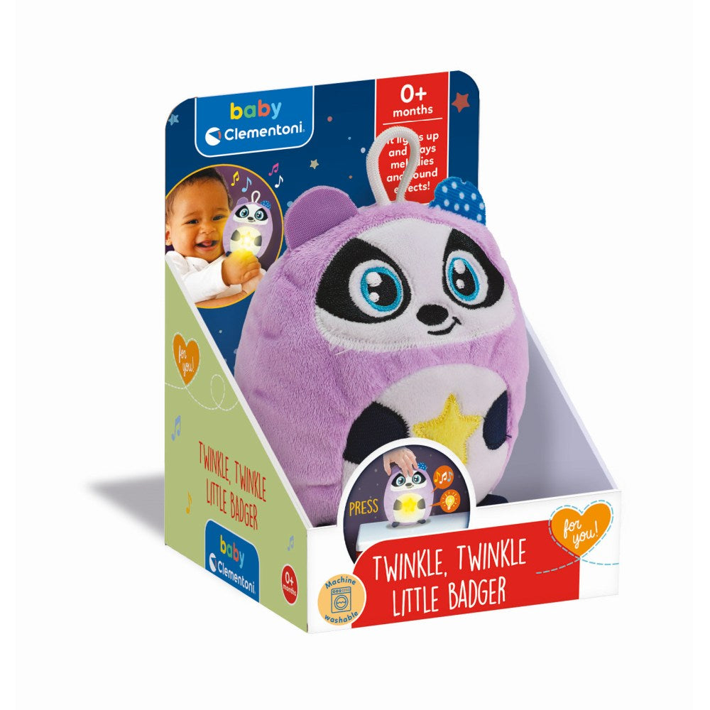 Jucarie de plus cu lumina de noapte si sunete Baby, 0 luni+, Bursuc, Clementoni