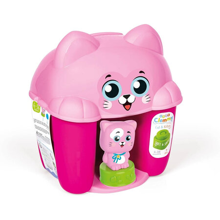Jucarie educationala Cuburi de constructie Soft Clemmy, Pisicuta, 6 luni+, 7 piese, Clementoni 702710