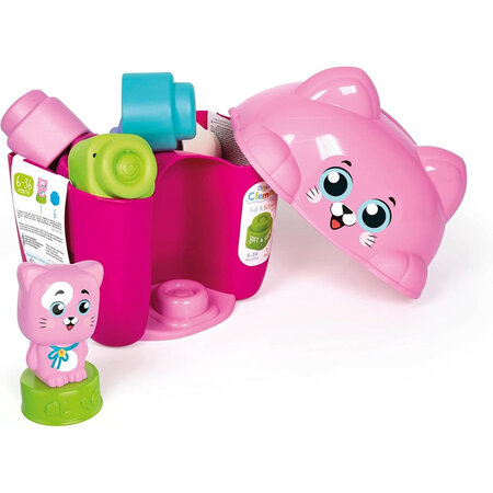 Jucarie educationala Cuburi de constructie Soft Clemmy, Pisicuta, 6 luni+, 7 piese, Clementoni 702711
