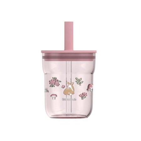 Pahar cu pai pentru copii, Fairy Garden, 250 ml, Little Dutch