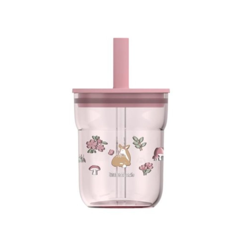 Pahar cu pai pentru copii, Fairy Garden, 250 ml, Little Dutch