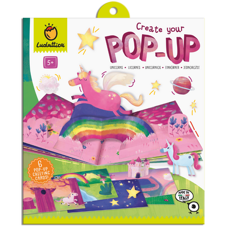 Set de constructie felicitari Pop-Up, 5 ani+, Unicorni, Ludattica