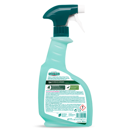 Solutie de curatat universala dezinfectant 4 Actions, Lime, 500 ml, Sanytol 704102