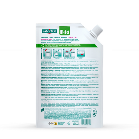 Rezerva sapun antibacterian hidratant, Aloe Vera & Green Tea, 500 ml, Sanytol 704104