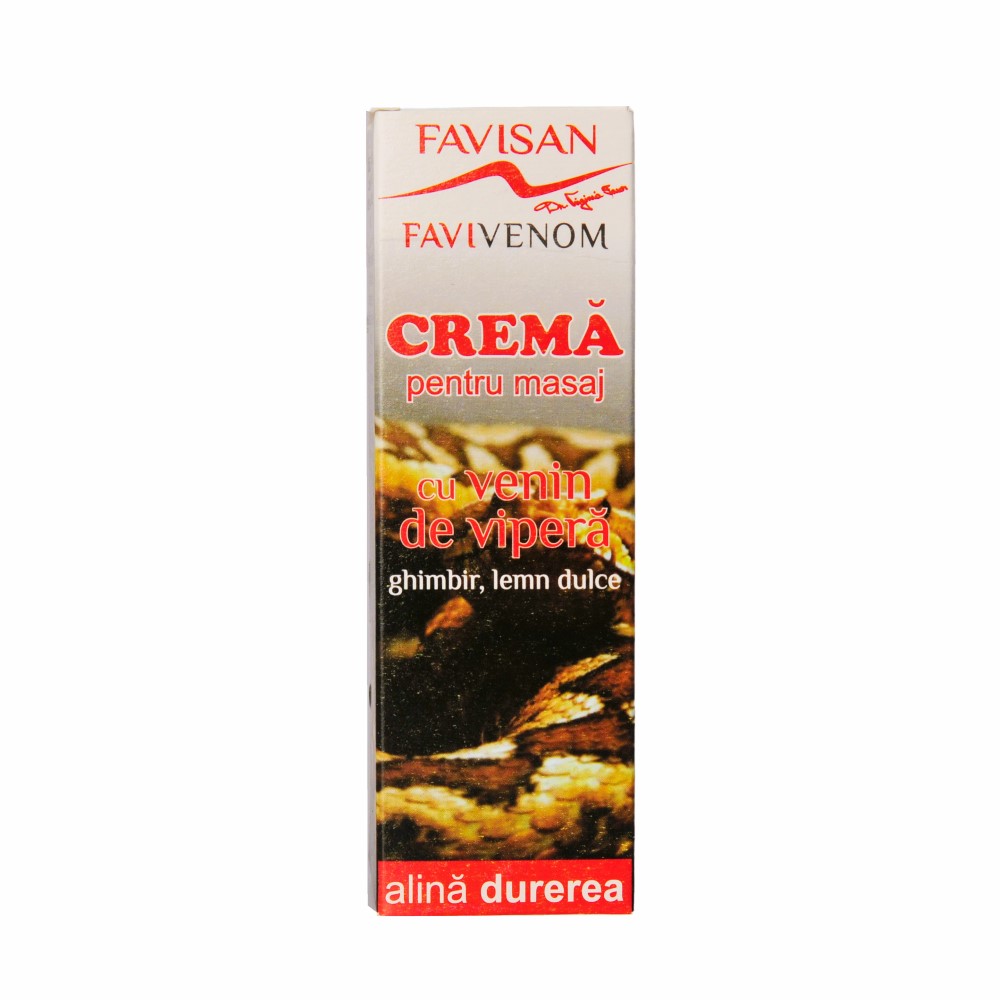 Crema pentru masaj cu venin de vipera, ghimbir si lemn dulce, 50 ml, Favisan