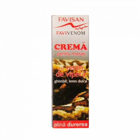 Crema pentru masaj cu venin de vipera, ghimbir si lemn dulce, 50 ml, Favisan