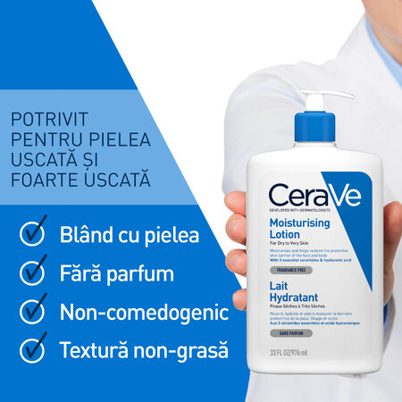 Lotiune hidratanta pentru fata si corp, piele uscata si foarte uscata, 976 ml, CeraVe 748720
