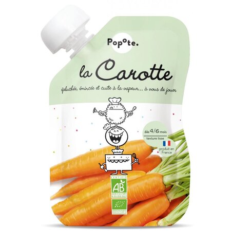 Piure Bio cu 82% morcovi, 4-6 luni, 120 g, Popote