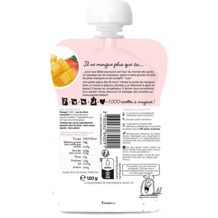 Piure Bio cu mango, 4-6 luni, 120 g, Popote 704815