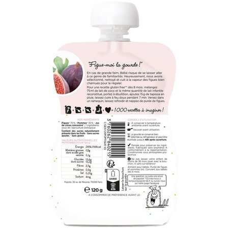 Piure Bio cu 70% smochine, 4-6 luni, 120 g, Popote 704828