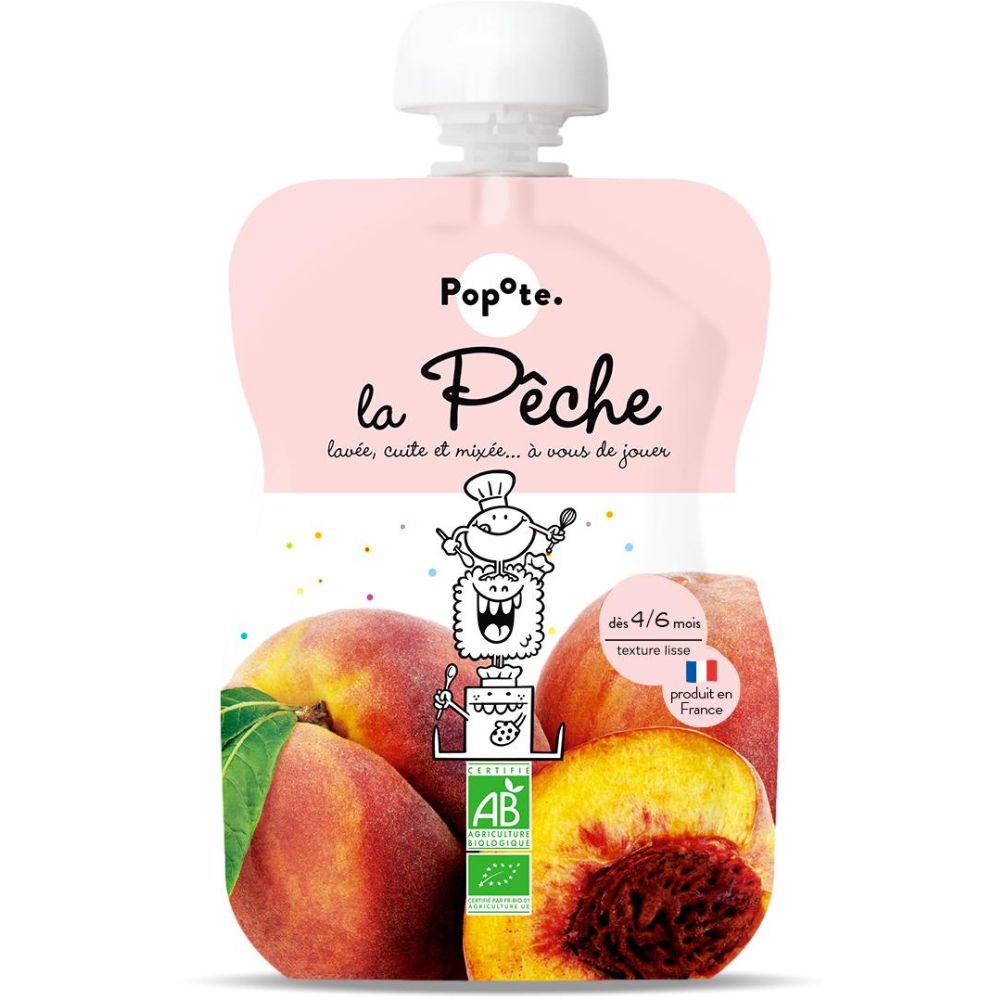 Piure Bio cu 60% piersici, 4-6 luni, 120 g, Popote