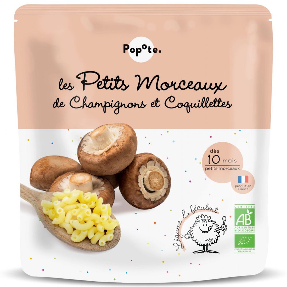 Mancare Bio cu ciuperci si paste, 10 luni+, 190 g, Popote