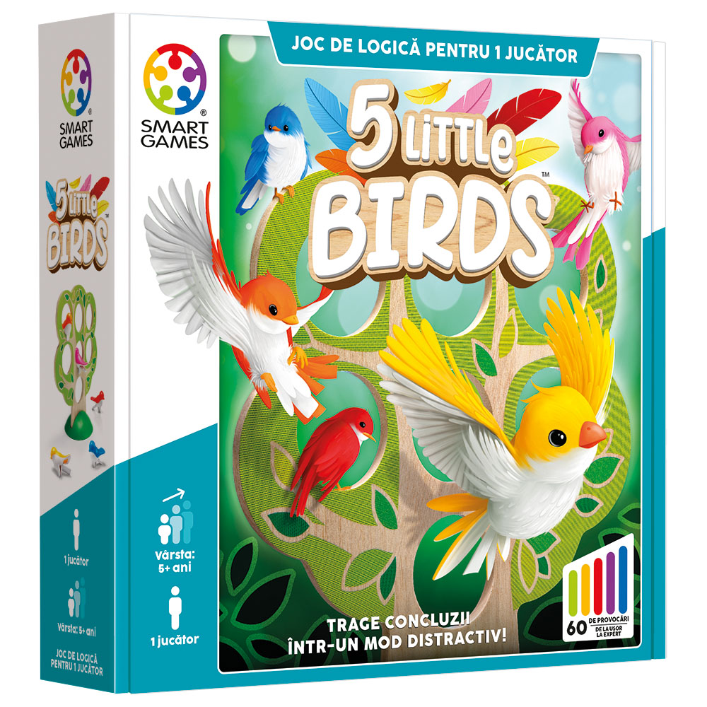 Joc de logica cu 60 de provocari 5 Little Birds, 5 ani+, Smart Games