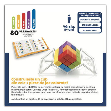 Joc de logica cu 80 de provocari Cube Puzzler Go, 8 ani+, Smart Games 704939