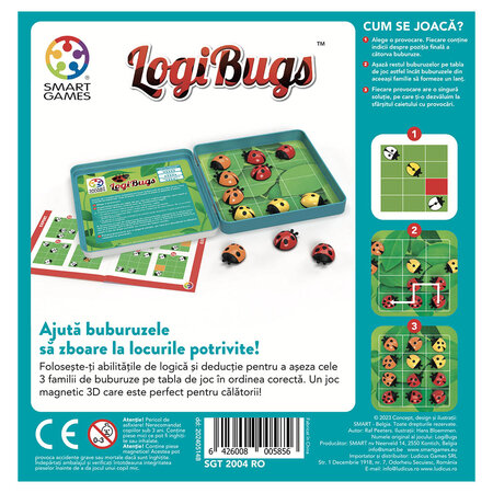 Joc de logica cu 48 de provocari Logibugs, 6 ani+, Smart Games 704960