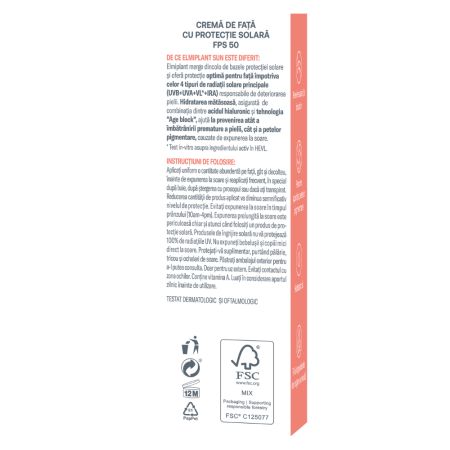 Crema de fata SPF50 anti-age si pete pigmentare Sun, 50 ml, Elmiplant 779924