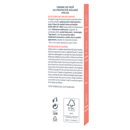 Crema de fata SPF50 anti-age si pete pigmentare Sun, 50 ml, Elmiplant 779924