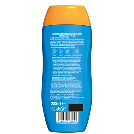 Lapte protectie solara SPF50 pentru copii Sun, 200 ml, Elmiplant 779849