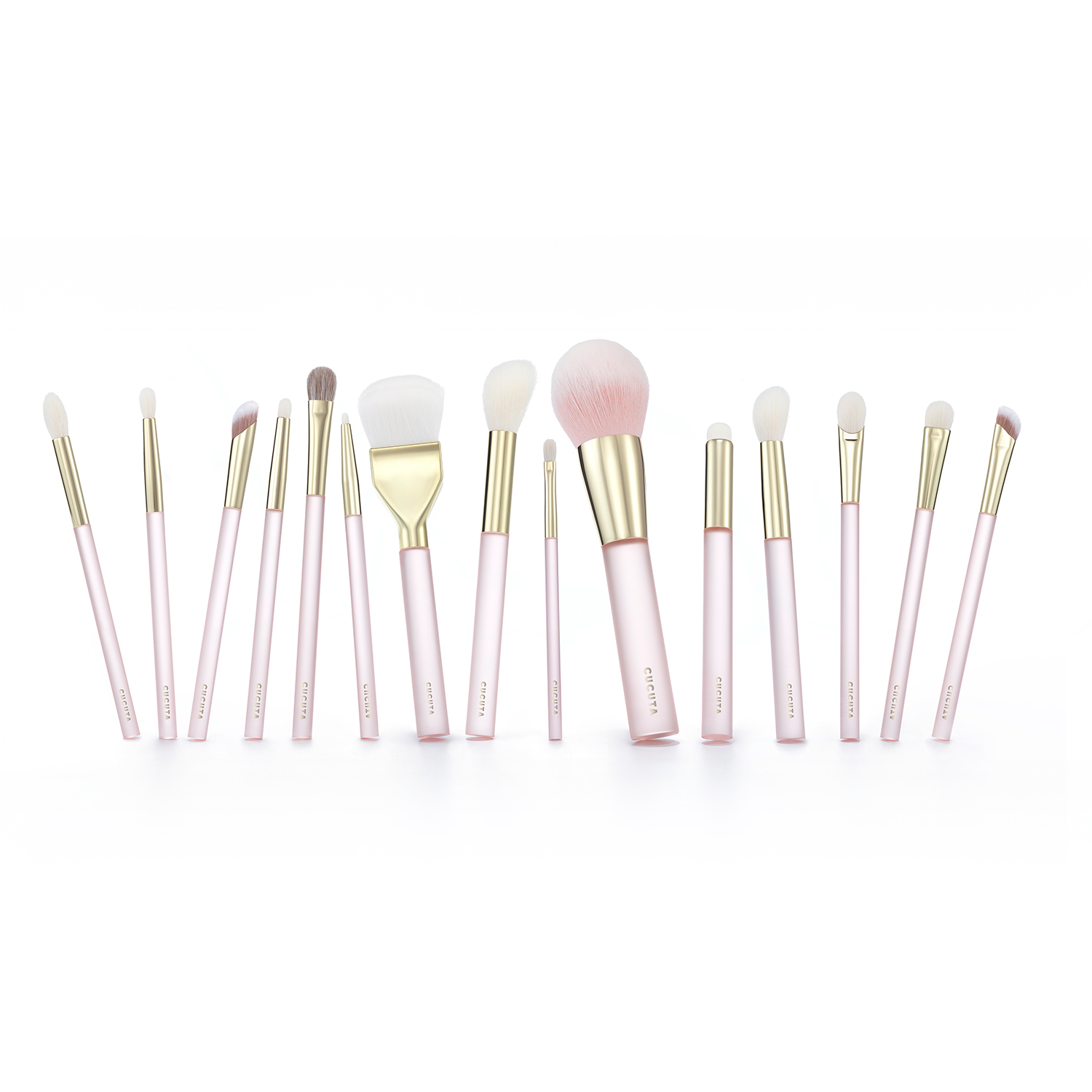 Set pensule pentru make-up Angel's Pink Glow, 15 bucati, Cucuta Beauty