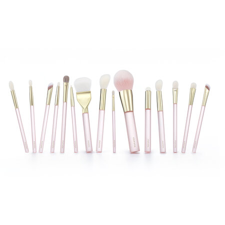 Set pensule pentru make-up Angel's Pink Glow, 15 bucati, Cucuta Beauty