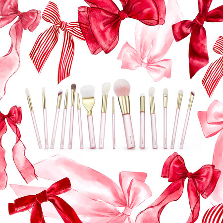 Set pensule pentru make-up Angel's Pink Glow, 15 bucati, Cucuta Beauty 705258