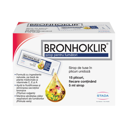 Bronhoklir sirop pentru fumatori, 15 plicuri, Stada